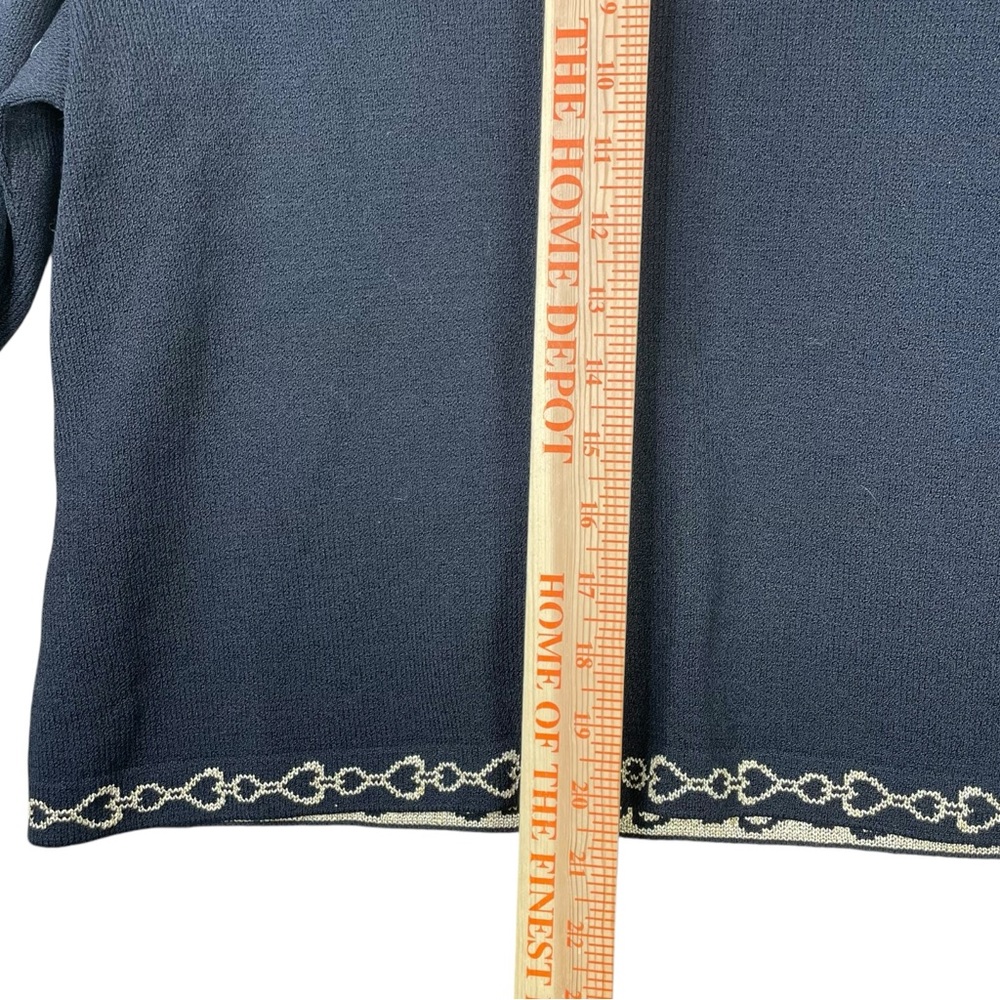 St John Sport By Marie Gray Women Sweater black V neck gold embroidered clock S - Picture 10 of 10
